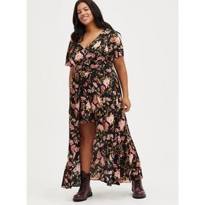 Torrid Black Floral Walk-through Maxi Romper Maxi Dress size 20